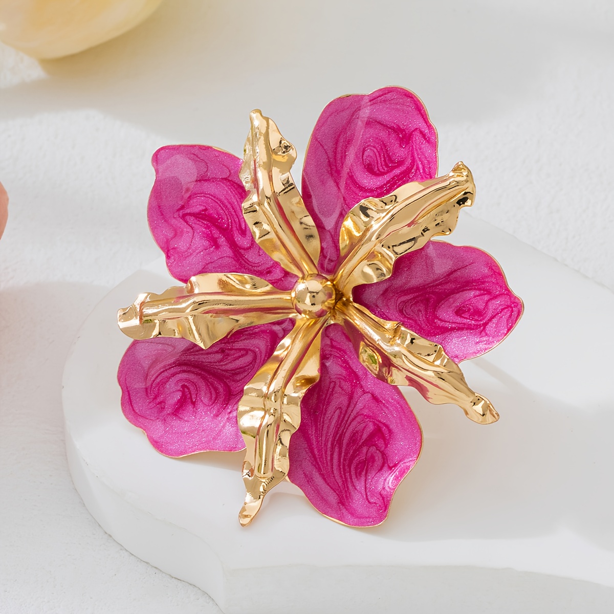 Fashionable Large Women's Floral Oil Drop Ring
